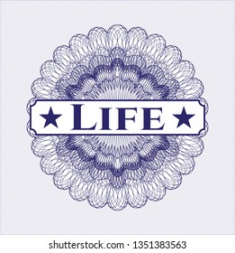 Blue abstract linear rosette with text Life inside