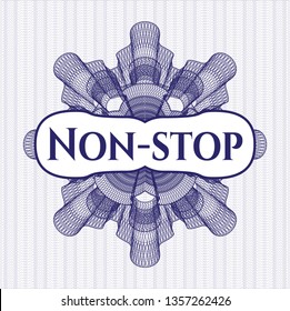 Blue abstract linear rosette with text Non-stop inside