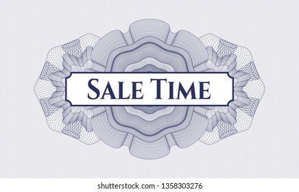 Blue abstract linear rosette with text Sale Time inside