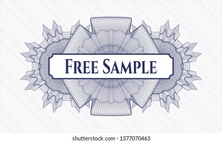 Blue abstract linear rosette with text Free Sample inside