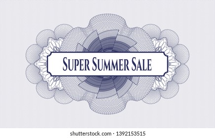 Blue abstract linear rosette with text Super Summer Sale inside