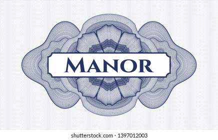 Blue abstract linear rosette with text Manor inside
