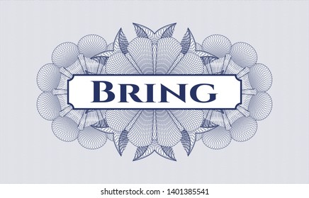 Blue abstract linear rosette with text Bring inside