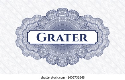 Blue abstract linear rosette with text Grater inside