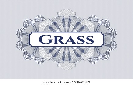 Blue abstract linear rosette with text Grass inside
