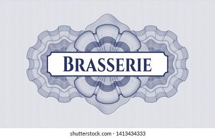 Blue abstract linear rosette with text Brasserie inside