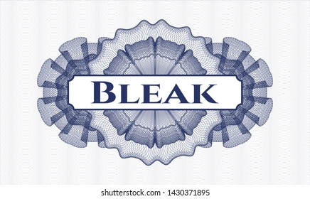 Blue abstract linear rosette with text Bleak inside