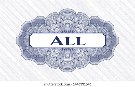 Blue abstract linear rosette with text All inside