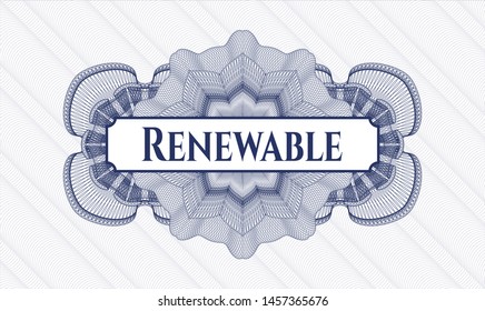Blue abstract linear rosette with text Renewable inside