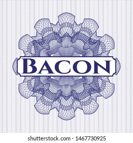 Blue abstract linear rosette with text Bacon inside