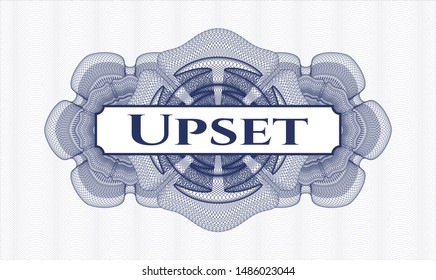 Blue abstract linear rosette with text Upset inside