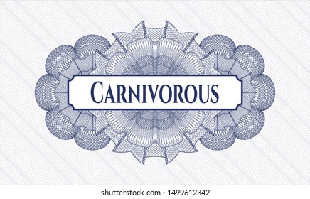 Blue abstract linear rosette with text Carnivorous inside