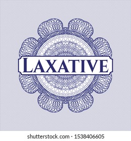 Blue abstract linear rosette with text Laxative inside