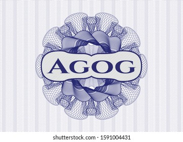 Blue abstract linear rosette with text Agog inside