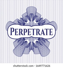 Blue abstract linear rosette with text Perpetrate inside