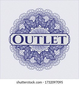 Blue abstract linear rosette with text Outlet inside