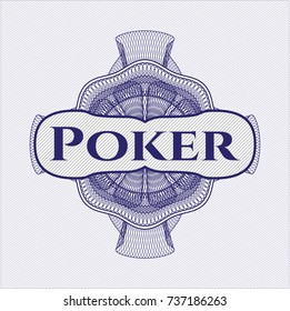 Blue abstract linear rosette with text Poker inside