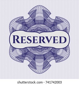 Blue abstract linear rosette with text Reserved inside