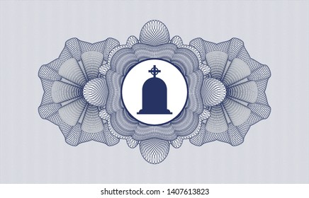 Blue abstract linear rosette with tombstone icon inside