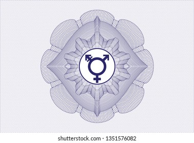 Blue abstract linear rosette with transgender icon inside