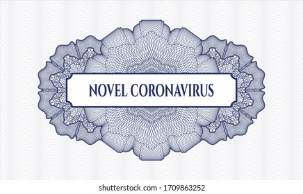 Blue abstract linear rosette. Vector Illustration. Detailed with text Novel Coronavirus inside