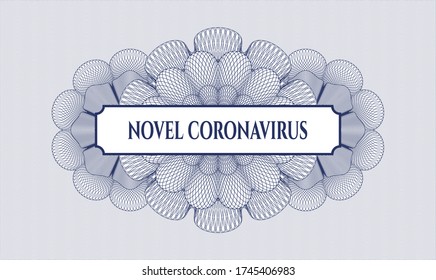 Blue abstract linear rosette. Vector Illustration. Detailed with text Novel Coronavirus inside