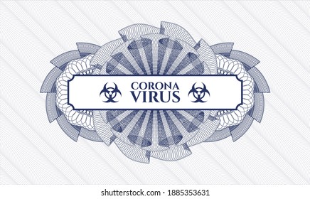 Blue abstract linear rosette. Vector Illustration. Detailed with text Coronavirus inside