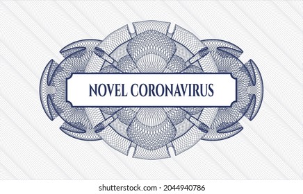 Blue abstract linear rosette. Vector Illustration. Detailed with text Novel Coronavirus inside