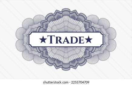 Blue abstract linear rosette. Vector Illustration. Detailed with text Trade inside