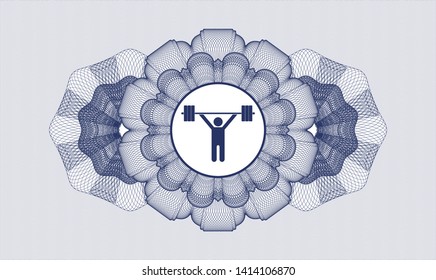 Blue abstract linear rosette with weightlifting icon inside