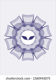 Blue abstract linear rosette with wings icon inside
