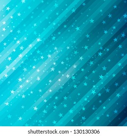 Blue abstract lined background with particles and stars