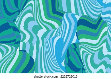 Blue abstract lines art work vector - distorted wavy stripes illustration for background, website, banner and more