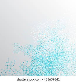  Blue abstract lines and dots forming a net, communication design, vector illustration