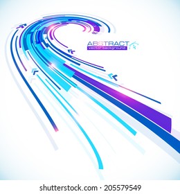 Blue abstract lines perspective vector background