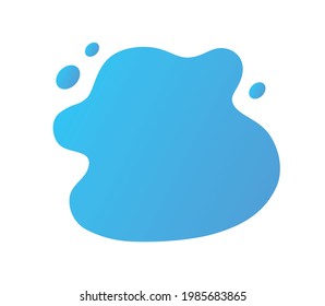 Blue abstract liquid shape amoeba badge backdrop, futuristic wavy frame background template, paint stain flat vector design.