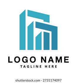 Blue abstract logo design with sample tagline on white background icon