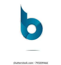 blue abstract logo sign letter icon isolated on white background