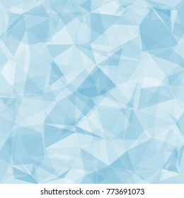 Blue abstract low-poly. Vector 3D design template. Geometric background with ice texture.