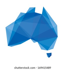 Blue Abstract Map Of Australia In Origami Style