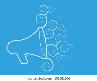 Blue abstract megaphone with spirals