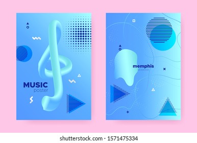 Blue Abstract Memphis Gradient. Trendy Fluid Shape. Liquid Cover. Summer Business Magazine. Hipster Memphis Background. Vector Flow Poster. Graphic Music Banner. Abstract Memphis Brochure.