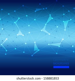 Blue Abstract Mesh Background with Circles. Molecule And Communication Background. Vector Illustration, Graphic Design Useful For Your Design 