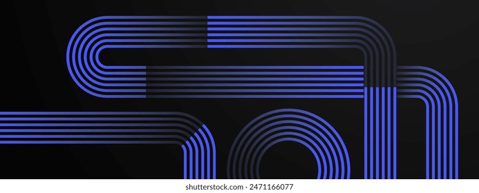Blue abstract modern dynamic lines banner
