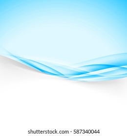 Blue abstract modern futuristic layout with soft wind smooth speed wave lines. Vector illustration