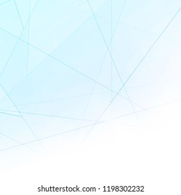 Blue abstract modern polygonal futuristic line patter layout. Triangle graphic over white background with illuminated, glaring corner. Vector illustration