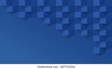 Blue abstract modern square texture background, 3d paper art style that looks creased design, Vector illustration