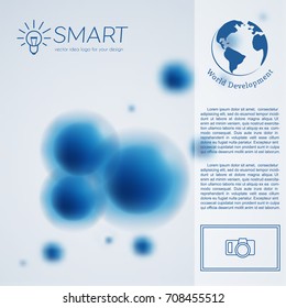 Blue abstract molecule group background. Vector template for scientific conference, forum, microbiology or genetics research, innovations in medicine