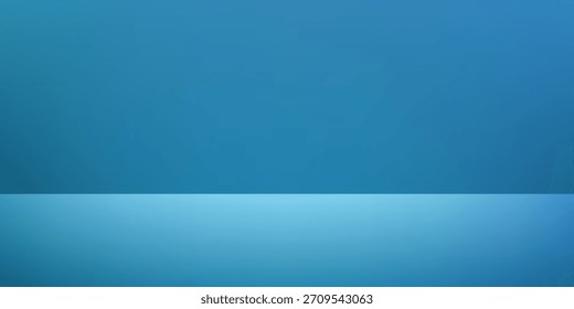 Blaues abstraktes marines Studiozimmer. Limbo, dunkler Hintergrund. Abstrakter 3D-Hintergrund für Produktpräsentation. Minimal Wand modern