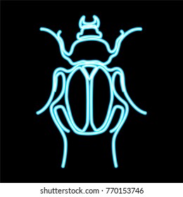 Blue abstract neon bug. Stylized vector illustration.